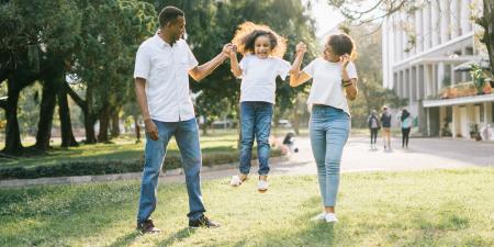 Critical Illness - Mother Father and Daughter Jumping and enjoying life