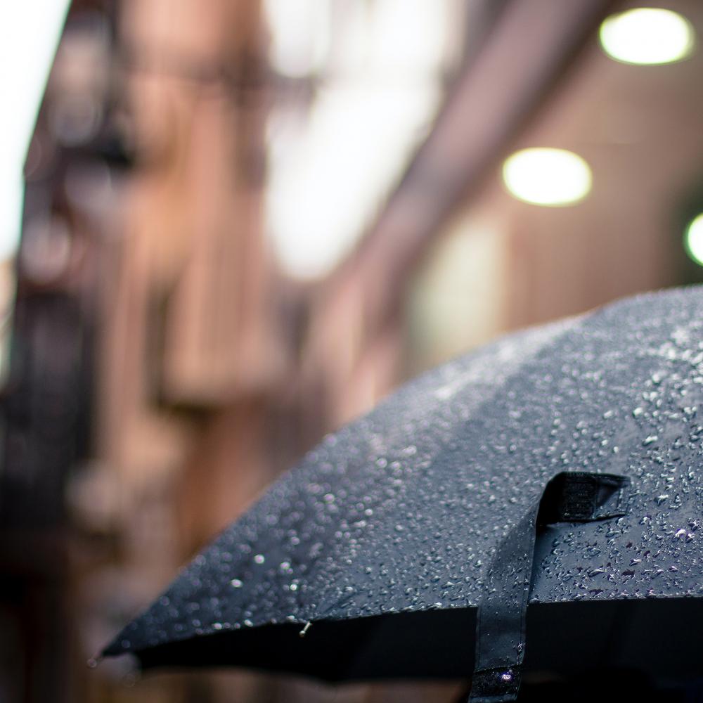 An umbrella in the rain